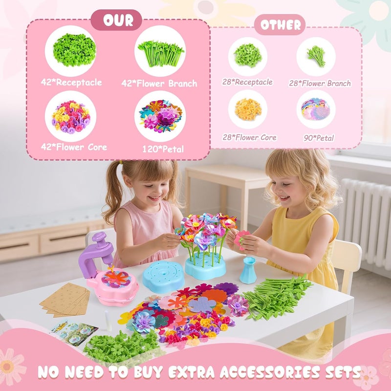 Scvcid Fabric Bouquet Toys Include Extra Accessories Set, Arts and Crafts for Kids Ages 3-12, DIY Flower Craft Kits for Toddler, Birthday Gifts for 3 4 5 6 7 8 9 10+ Year Old Girls - Image 2